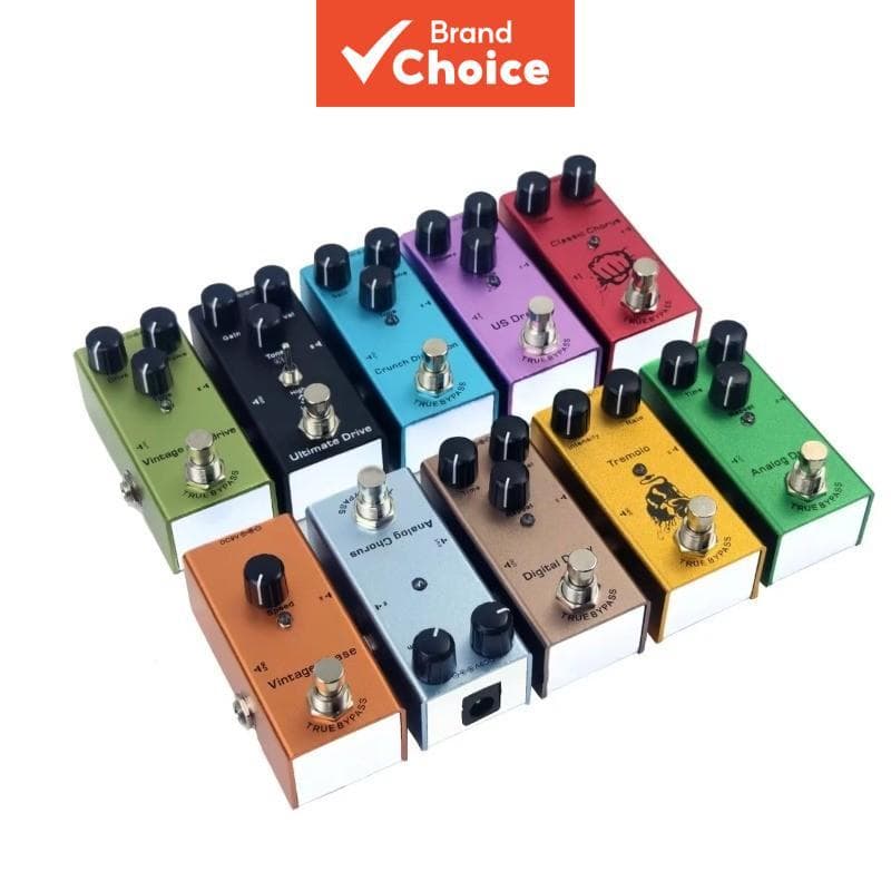 Mini Pedal De Efeito De Guitarra Elétrica Série 10 Modelos Overdrive Distorção Atraso Coro Tremolo Fase Único Stompbox P