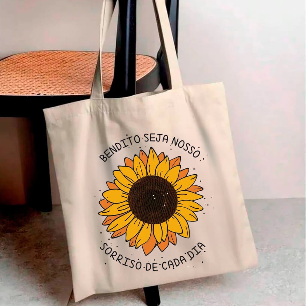 Bolsa Ecológica Ecobag - 100% algodão Girassol Bolsa Sacola Praia Sustentavel