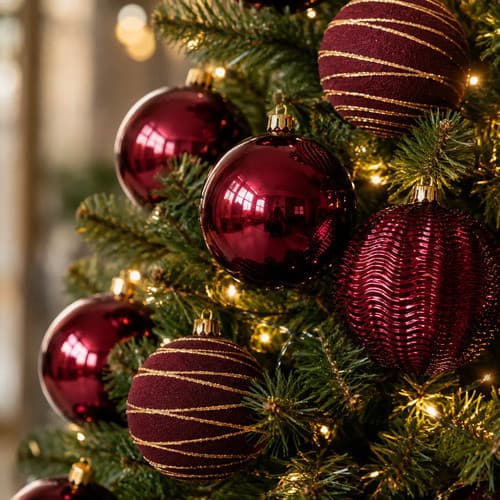 Kit 24 Bolas De Natal Bordô 6cm Enfeites Para Árvore Natalina Premium