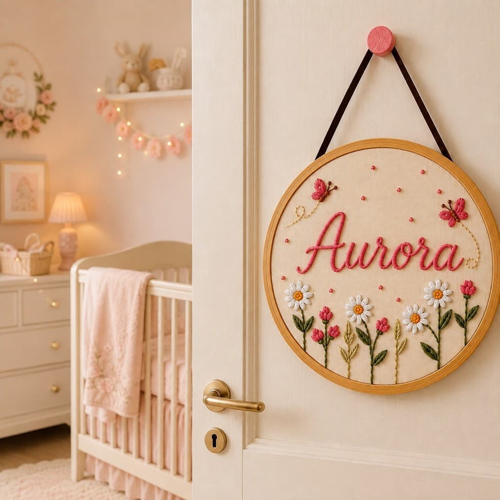 Porta Maternidade de Menina Personalizado com Nome Floral