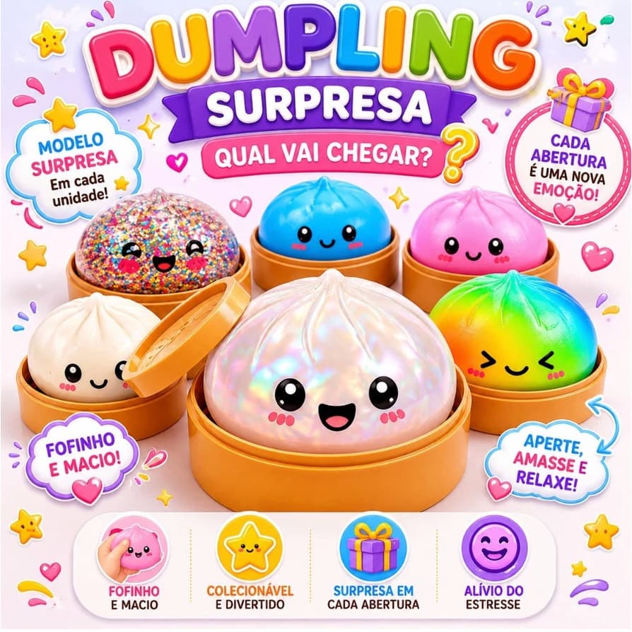 Caixa Surpresa Glitter Bolinho Squishy Alívio Do Estresse Pão Chinês