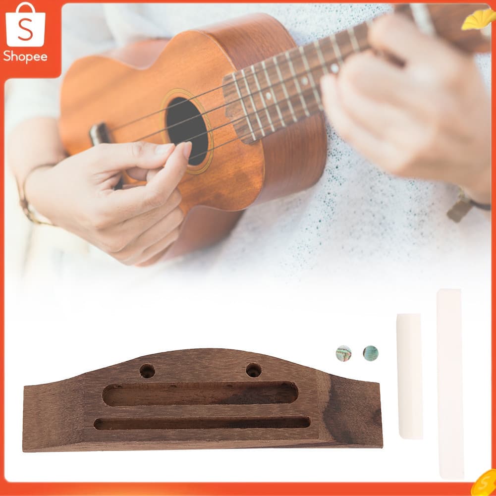 audiohome01.br Ponte de ukulele de madeira com porca de sela e pontos de som de casca de 4 mm para jogadores iniciantes