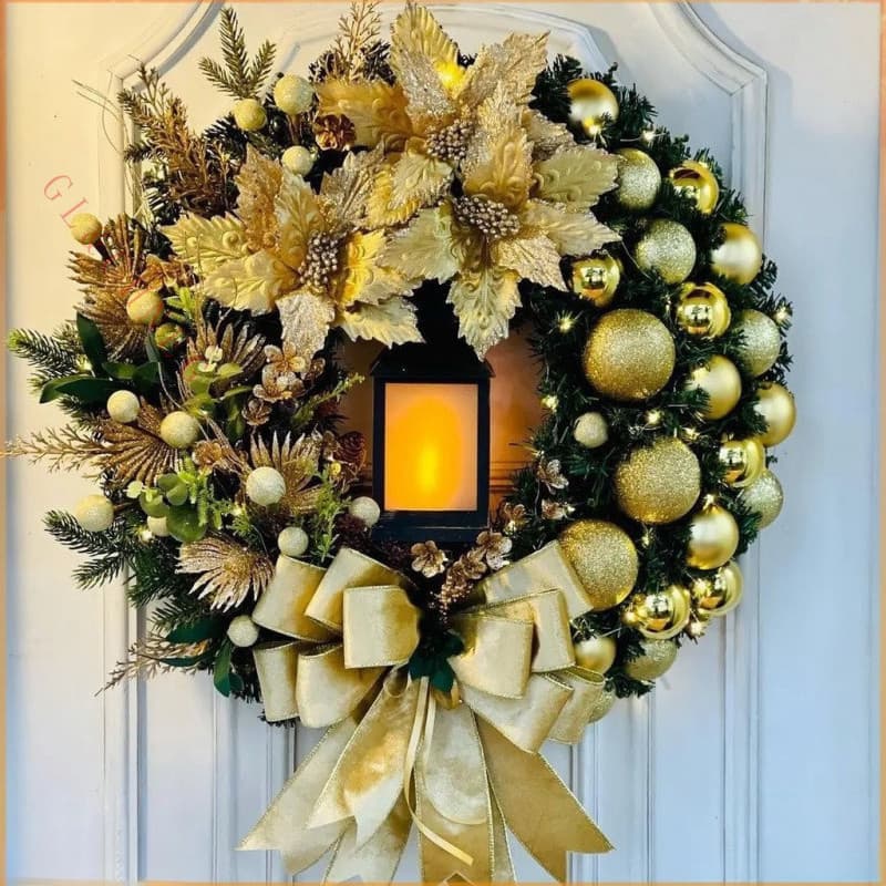 2024 Decorações de Natal de Ano Novo com Luzes Guirlanda de Natal Jesus Virgem Porta Pendurada Guirlanda Guirl KJYP