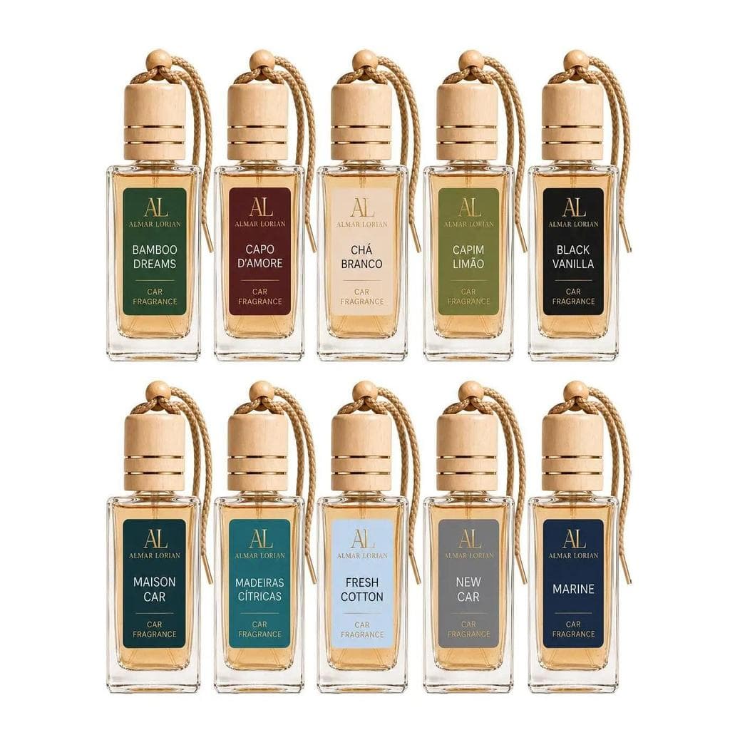 Kit 30un revenda perfume automotivo frasco de vidro tampa de madeira Almar Lorian