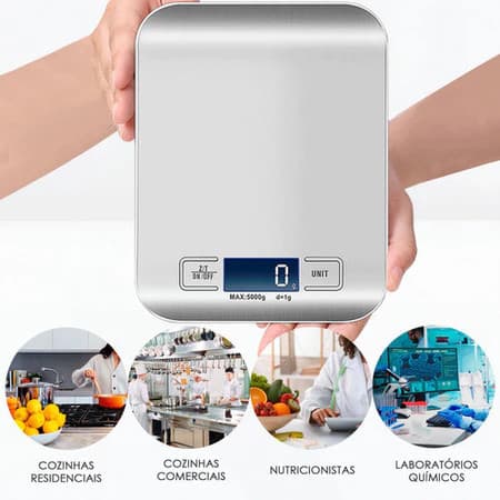 Balança Digital Cozinha Inox 10kg Alta Precisão Escala 1g com Pilhas