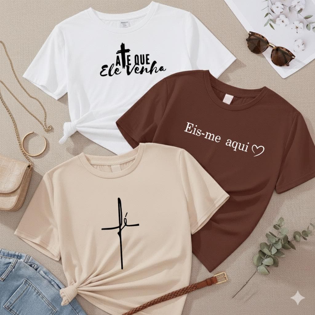 Kit 3 Camiseta Feminina Estampada 100% Algodão T-shirt Estilosa Envio Imediato