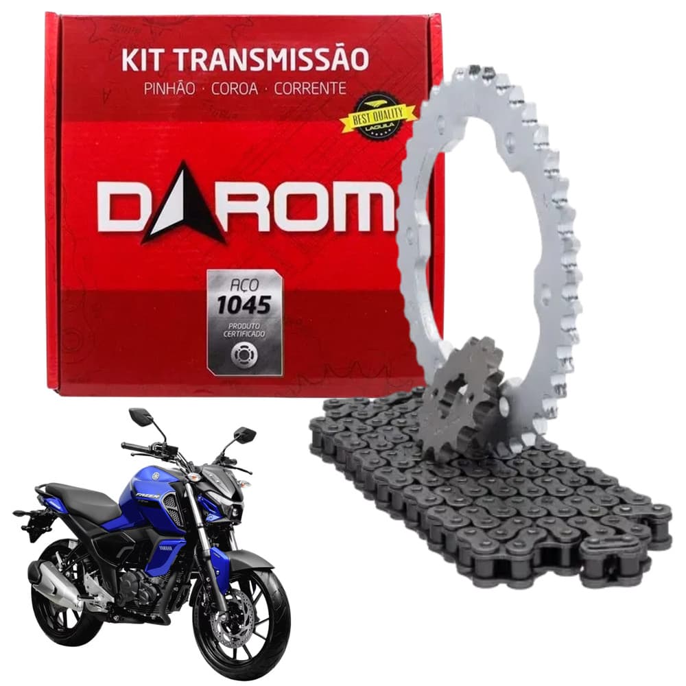 Kit Relação Transmissão Darom Fz15 2023 em diante Aço 1045