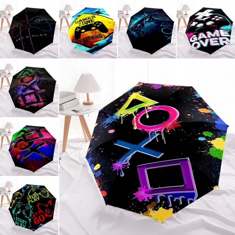 Moda legal Graffiti jogo símbolo padrão dobrável ensolarado guarda-chuva vinil protetor solar portátil