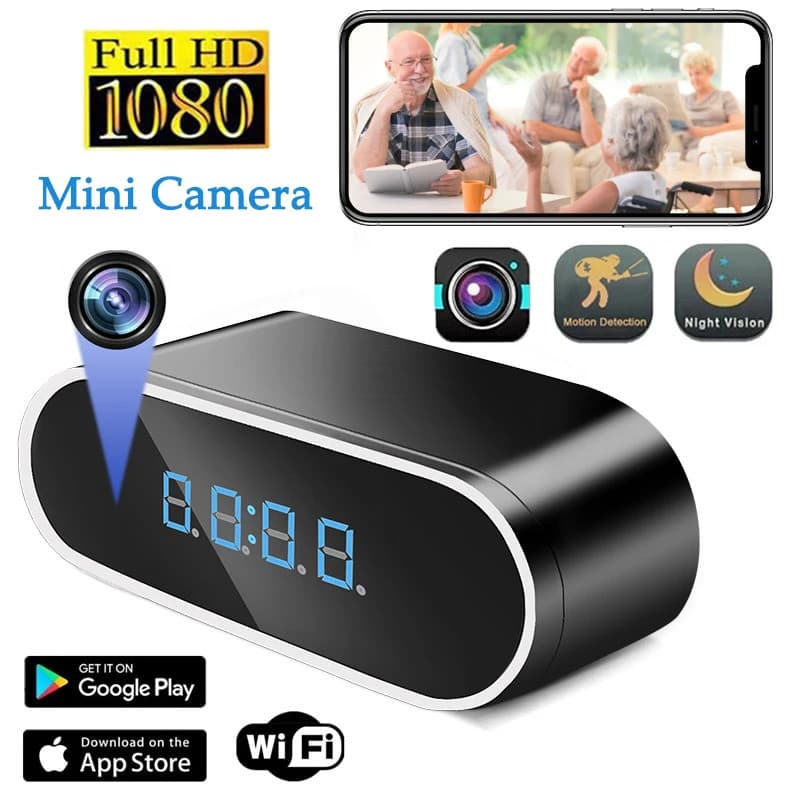 Full HD 1080P Despertador Mini Câmera Controle Sem Fio IR Night Vision View DVR Filmadora
