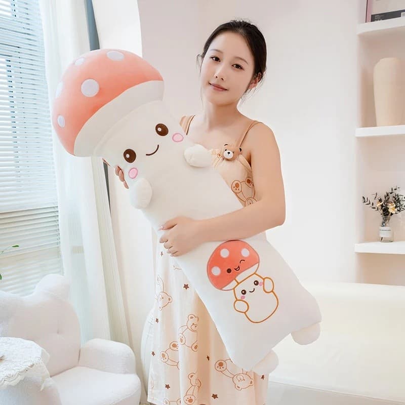 Kawaii Planta Pernas Longas Dormir Cogumelo Almofada Brinquedo De Pelúcia Boneca Dos Desenhos Animados Casa Sofá Cama Ab