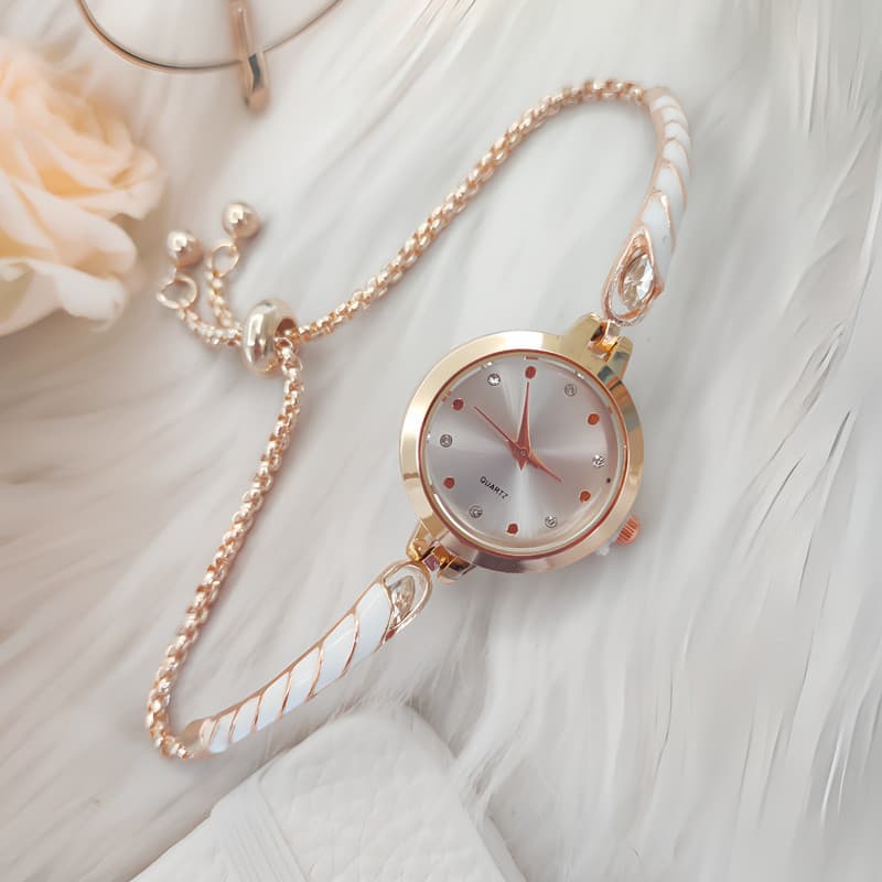 Relógio feminino com pulseira fina cravejada de diamantes e acabamento em efeito de gotejamento de óleo, relógio de puls