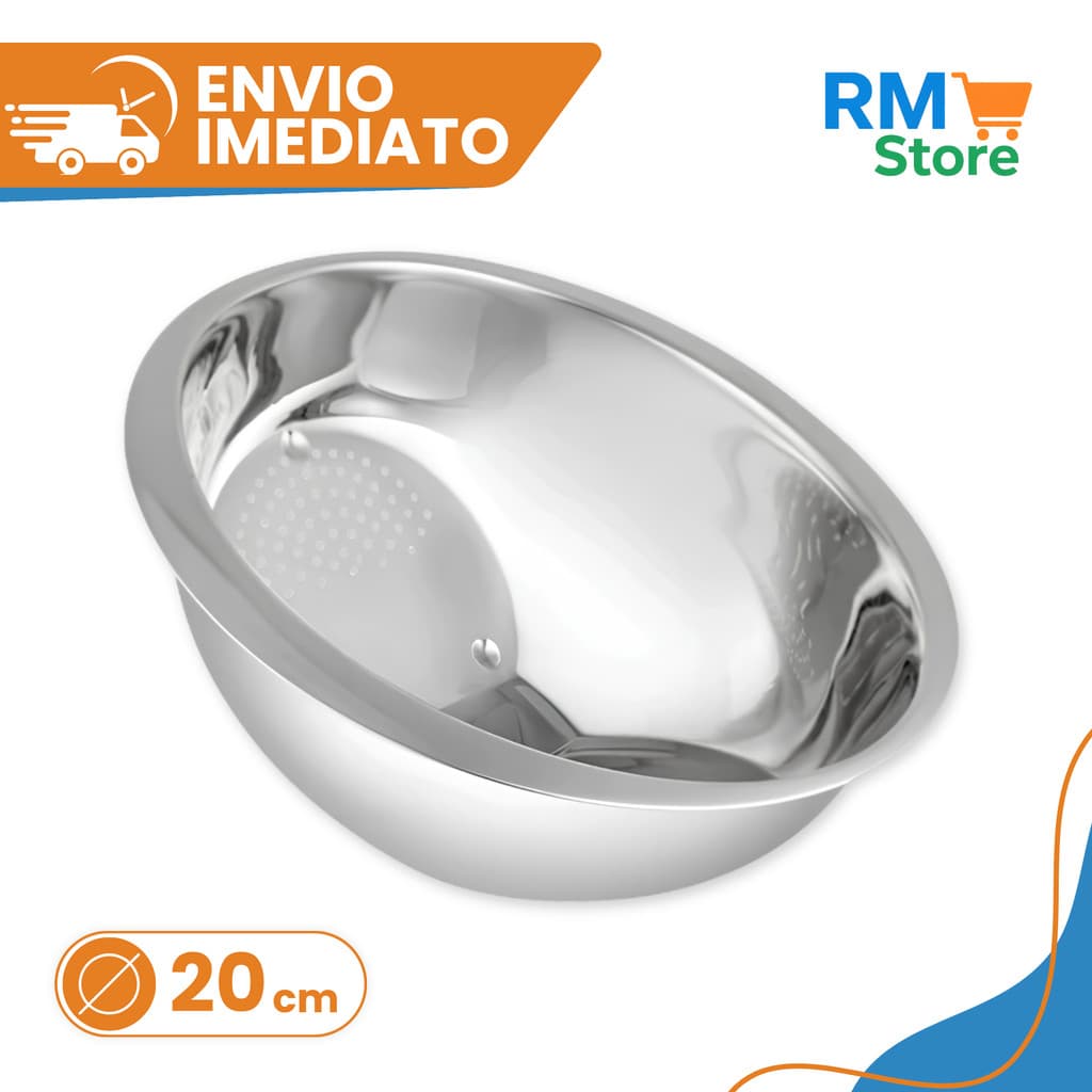 Escorredor de Arroz Inox 20cm Lava Alimentos Macarrão Legumes Frutas Multiuso Cozinha