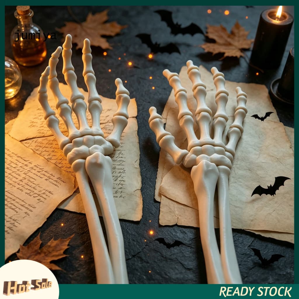 Gothic Desktop Ornaments 1 Pair 3d Printed Halloween Skeleton Hand Prop Poseable Articulated Bone Claw Decoration for Ha
