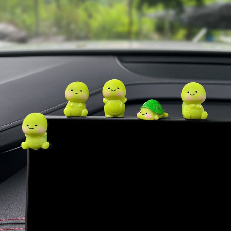 Ornamento decorativo de resina em forma de tartaruga para console central, acessório de carro em miniatura estilo cartoo