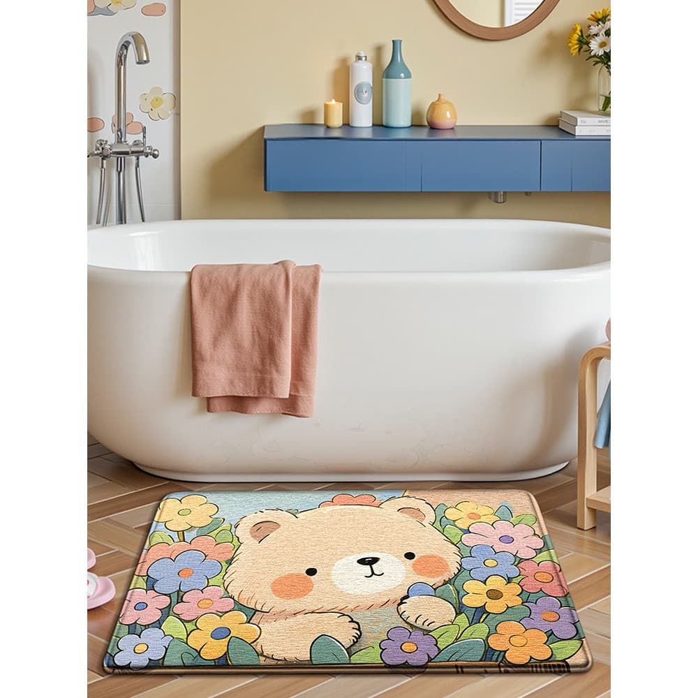 Urso dos desenhos animados de secagem rápida absorvente tapete do banheiro porta do banheiro Anti-deslizamento pé tapete