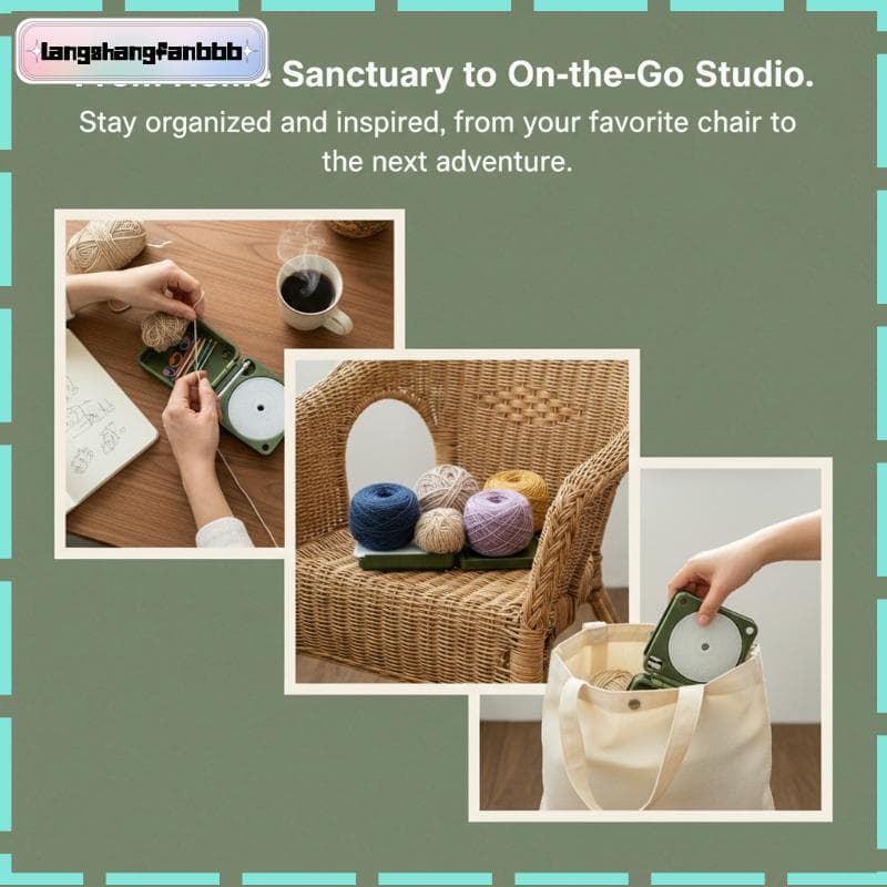 [LANGB] Enrolador De Fio Duplo Dobrável Portátil Caixa De Suporte Giratório Para Projetos De Crochê De Tricô DIY Domésti