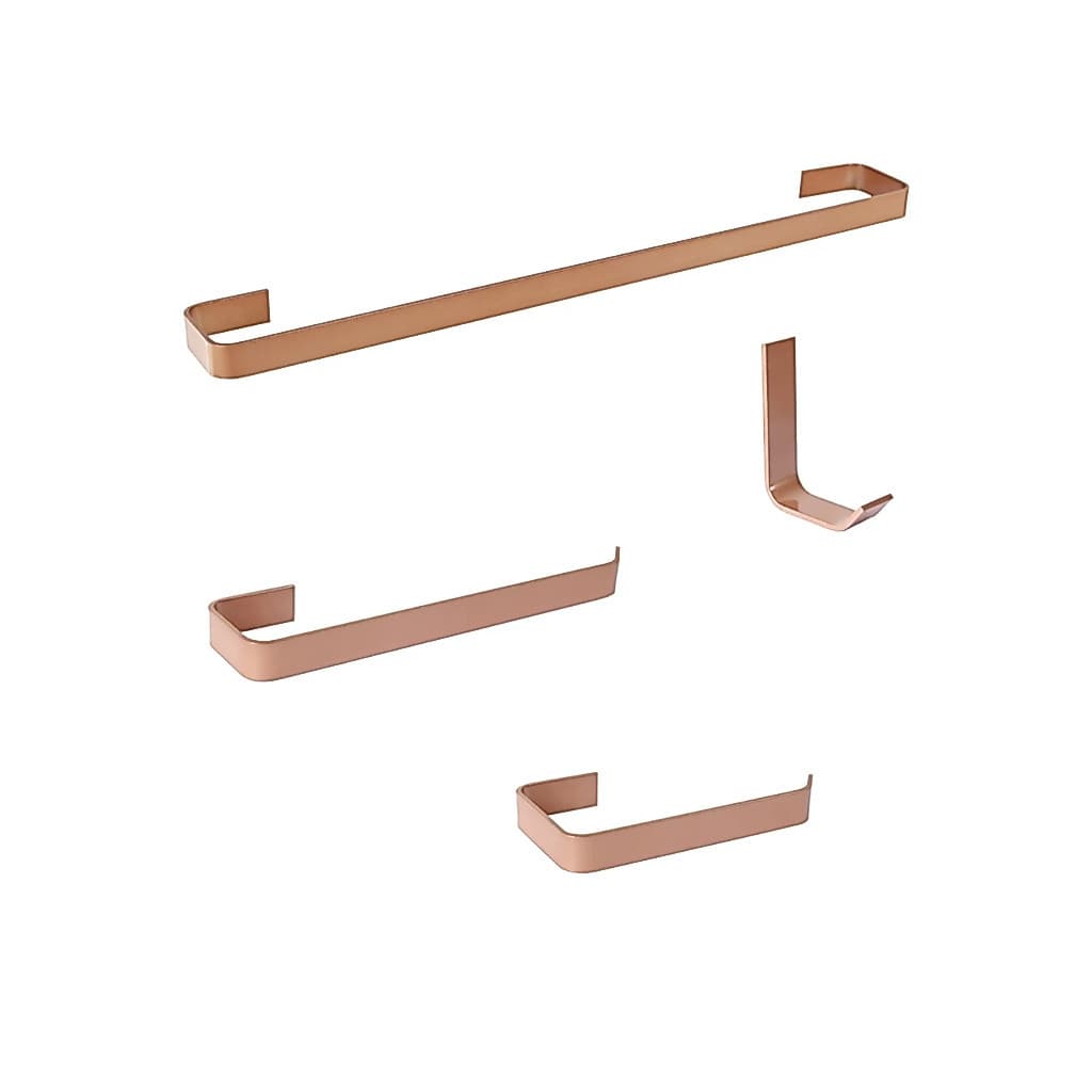Kit Acessórios Para Banheiro Rose Gold 4 Peças Quadrado