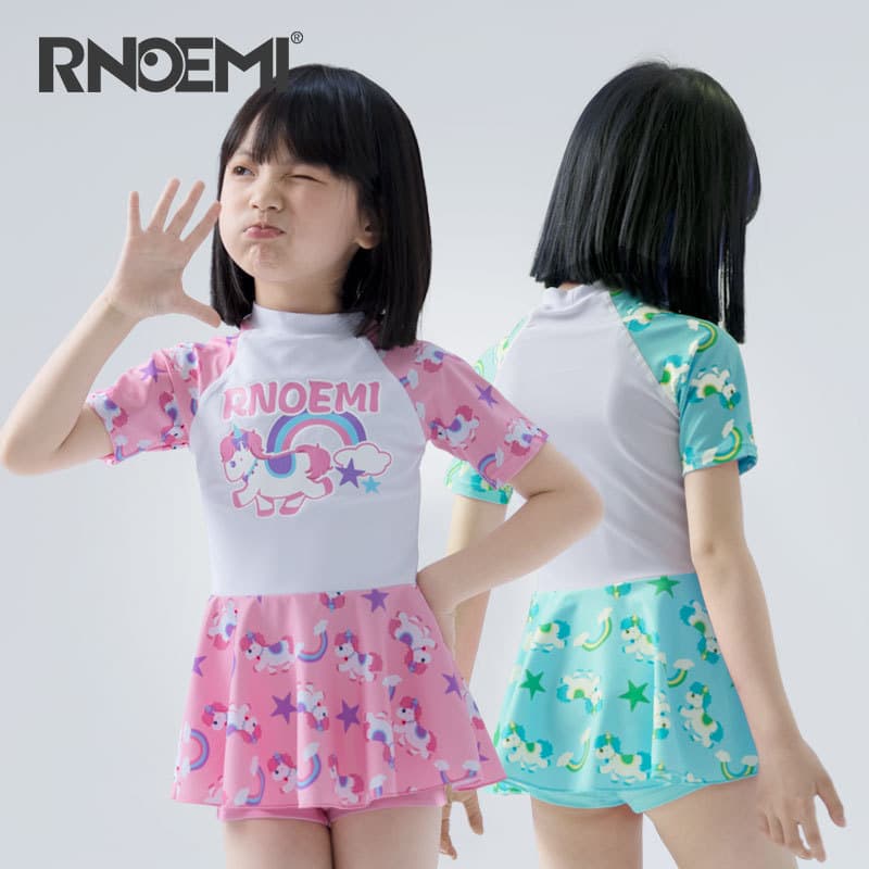 Crianças crianças maiô meninas de manga curta conservador Split vestido bonito crianças princesa maiô bebê Swimsu
