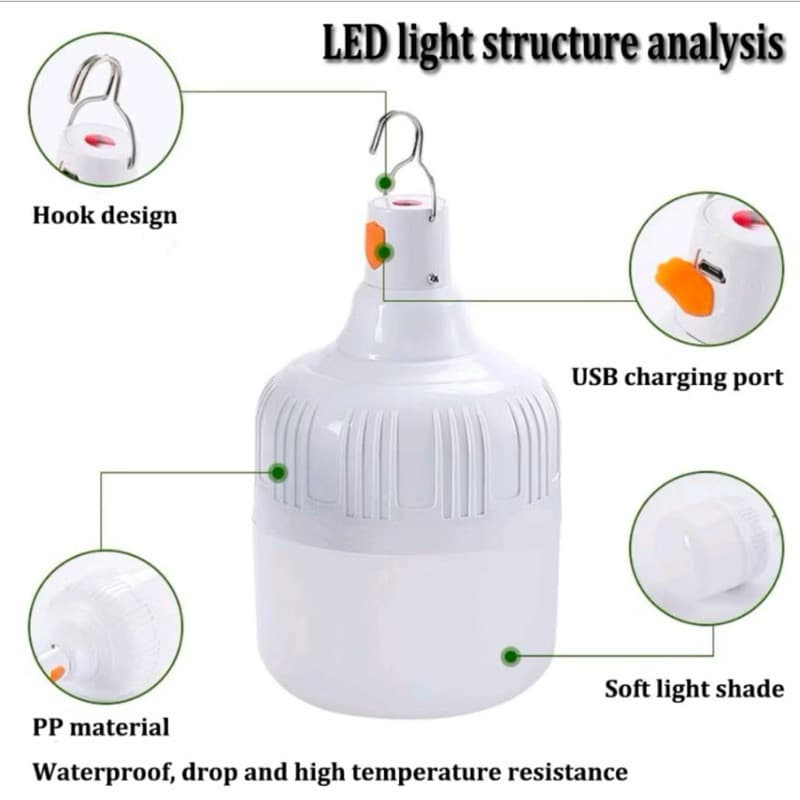 Lampada Emergencia Led Recarregavel 4000mah Usb 38W Para Acampamento Ao Ar Livre Portátil