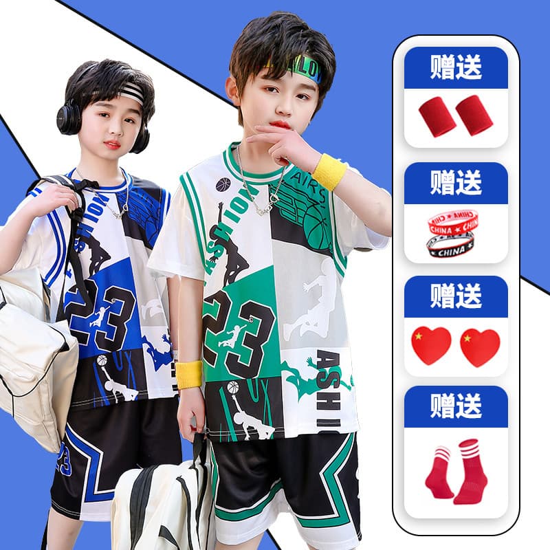 Crianças roupas infantis meninos terno de treinamento de secagem rápida médio grande crianças escola primária uniforme d