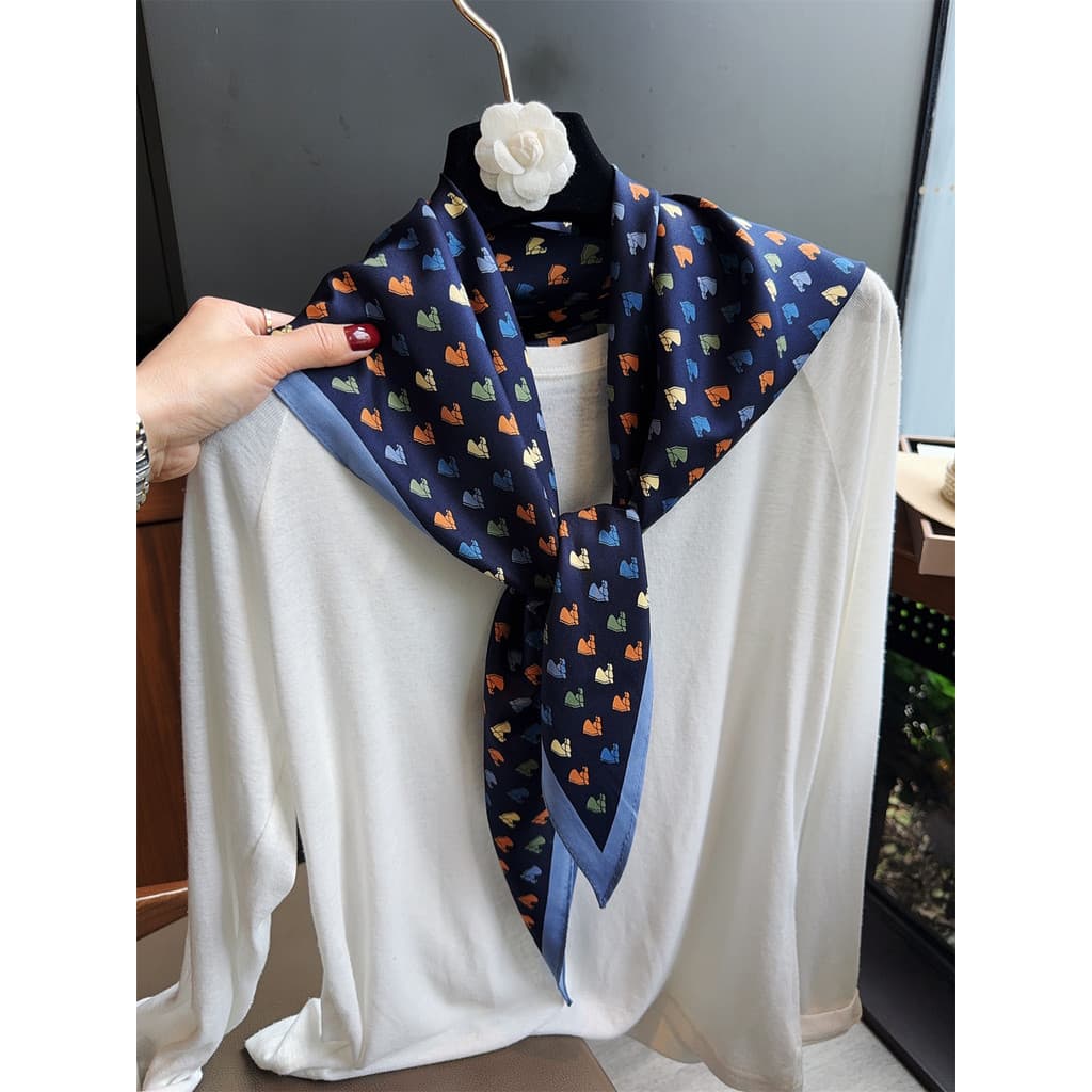 Bonito pônei cabeça cachecol feminino primavera estilo fino combinando camisa triângulo cachecol feminino pequeno xale c
