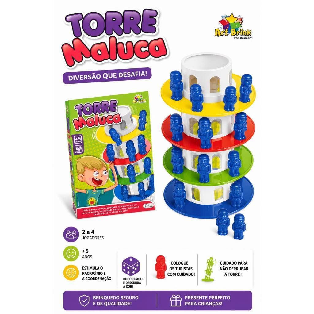 Jogo Torre Maluca Brinquedo Equilíbrio Família Divertido