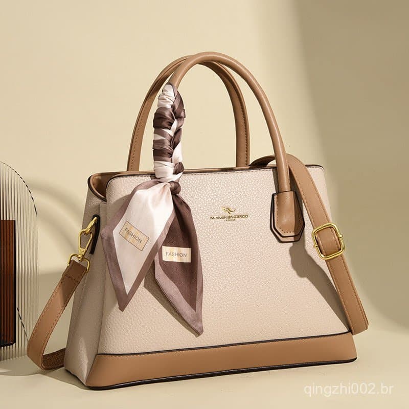 Bolsa de maternidade elegante e versátil de grande capacidade para mulheres com lenço de seda, bolsa de mão e bolsa tran