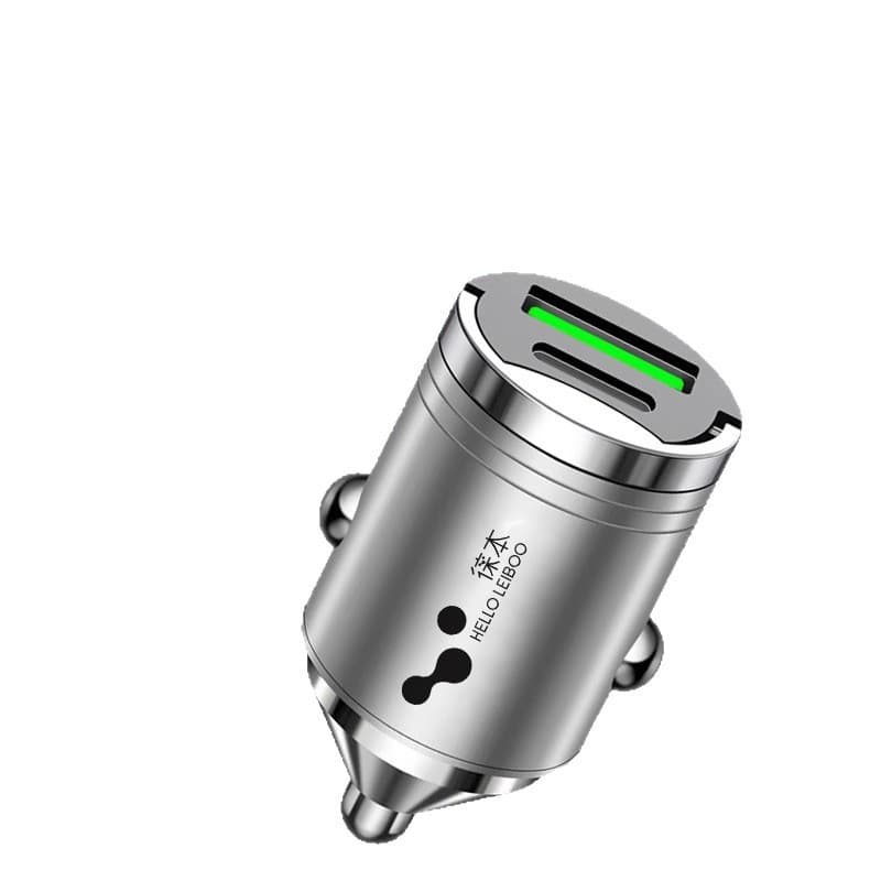 Carregador invisível rápido de 120W para carro com entrada de isqueiro, cabeça de saída dupla, carregador de liga metáli