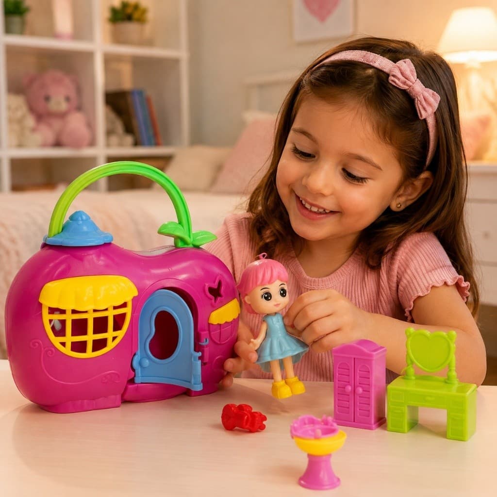 Casinha Boneca Infantil Maleta Miniatura Móveis Acessórios Brinquedo Menina Faz Conta