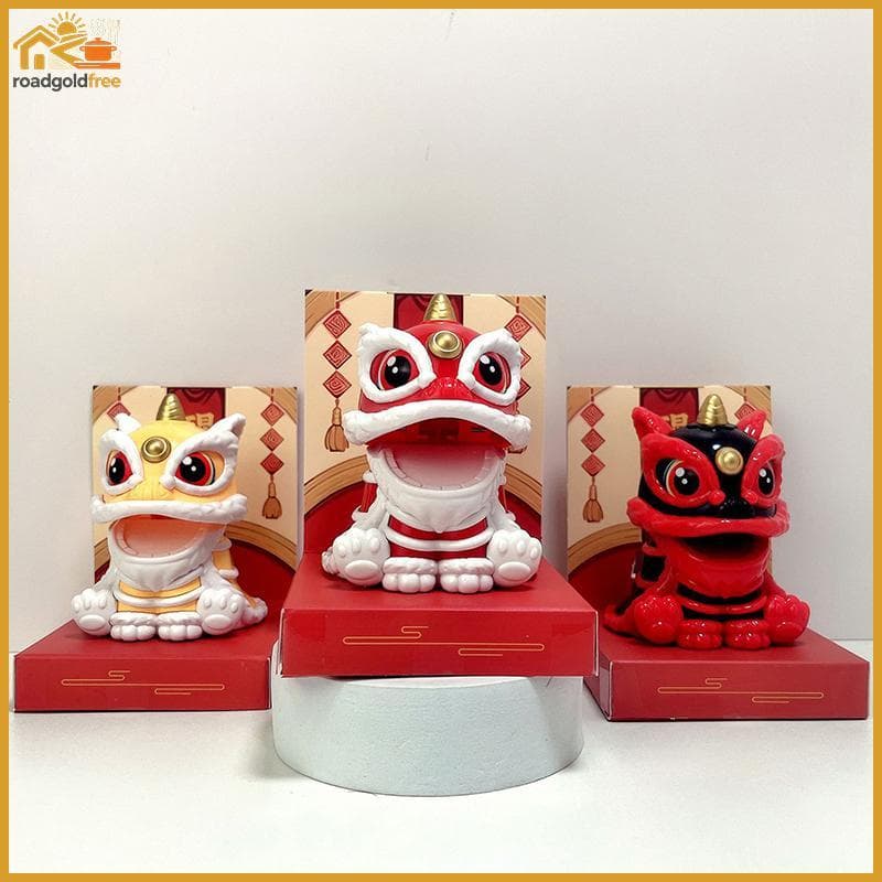 Mascote Ornamento Estilo Chinês Sorte Dança Leão Modelo Movido A Energia Solar Decoração Para Casa Presentes Do Feriado