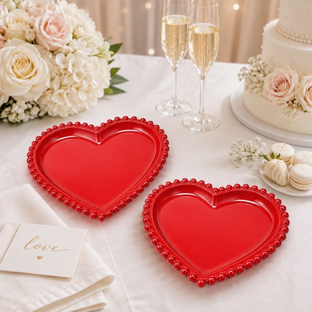 Kit 10 Bandejas Coração Acrílico Casamento Namorada Namorados Cristal Bandeja para Doces Finos Mesa de Festa Luxo