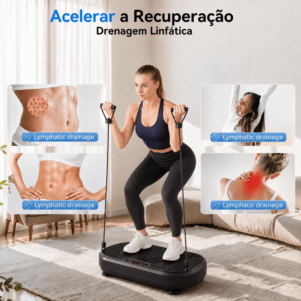 Plataforma Vibratória Máquina Fitness Até 150kg Para Exercícios Em Casa Tonificação Muscular Treino Diário