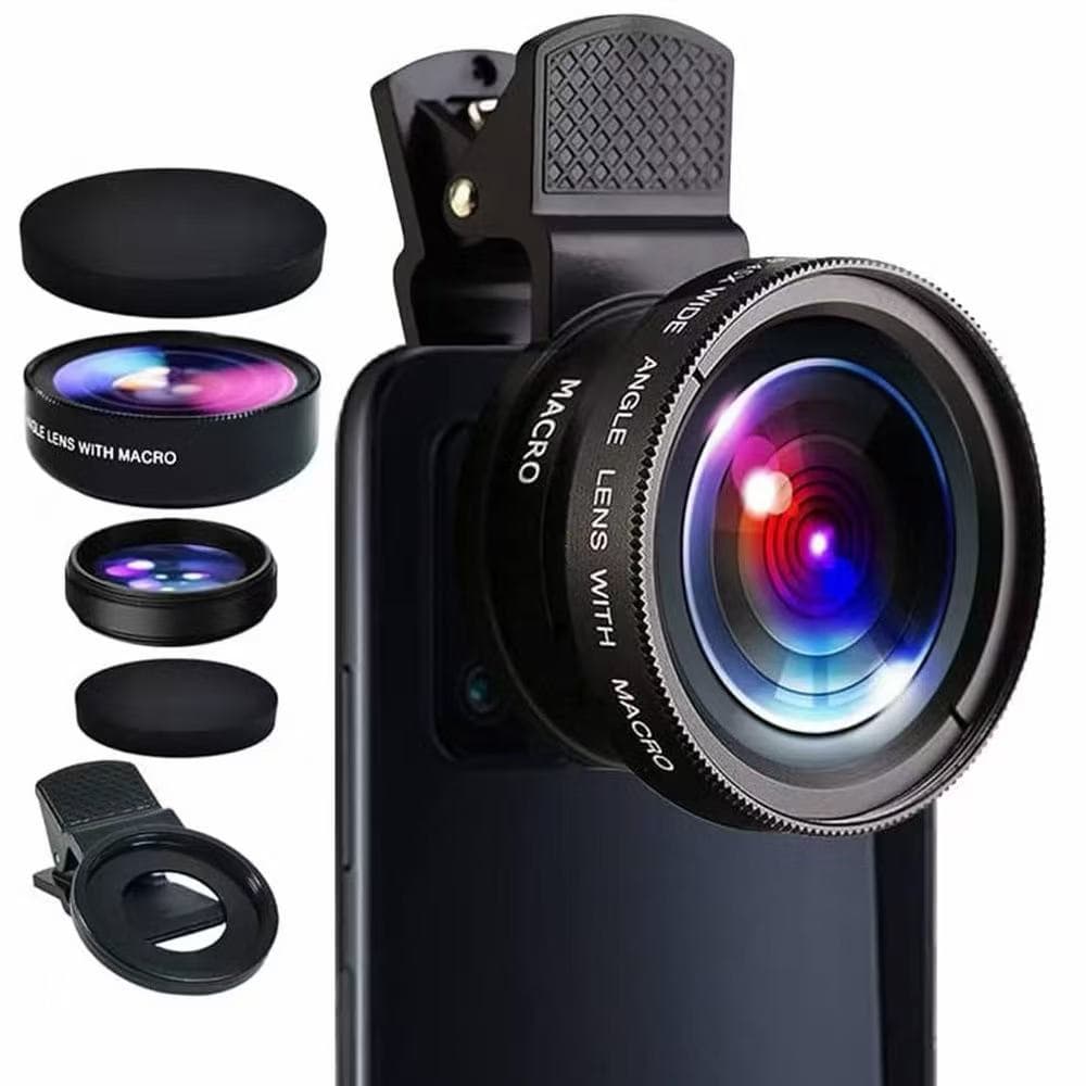 Kit de Clip de Lente HD Externa para Celular 2em1 Lente Super Macro e Grande Angular Compatível com todos os telefones