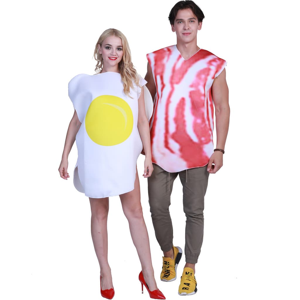 Casal Café Da Manhã Comida Cosplay Traje Conjunto Novidade Combinando Vestido Extravagante Para Festa De Halloween Palco