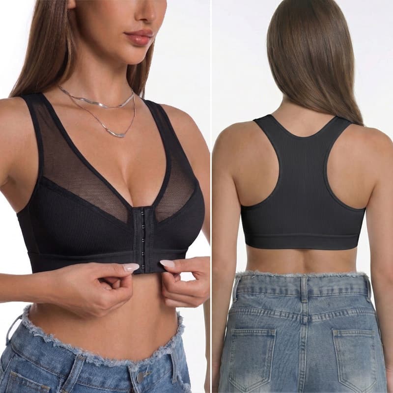 Sutiã Reforçado Com Botão Frontal Feminino Estilo Fino de Verão Sem Costura e Sem Bojo