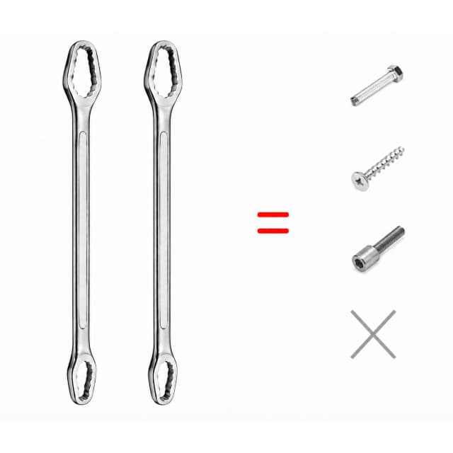 Kit 2 Chaves Universais Ajustáveis 8-24mm Multifuncional Boca Fixa Resistente