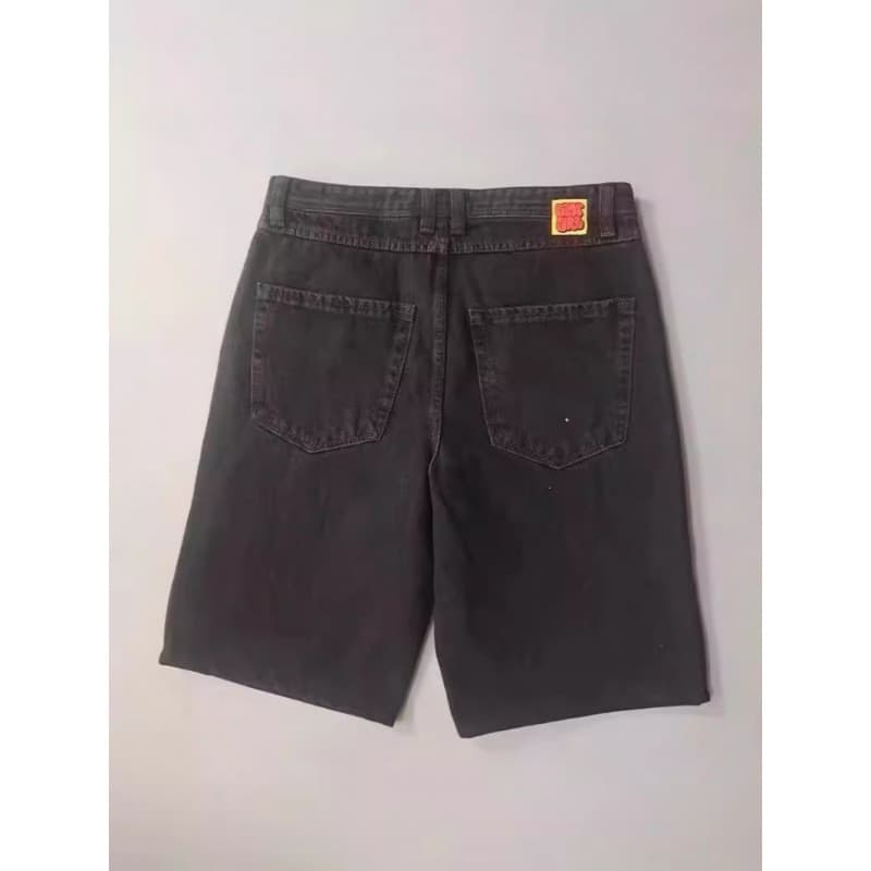 Americano Hip-Hop Street Wear Retro skate denim Shorts masculino verão solto Casual denim calças médias algodão