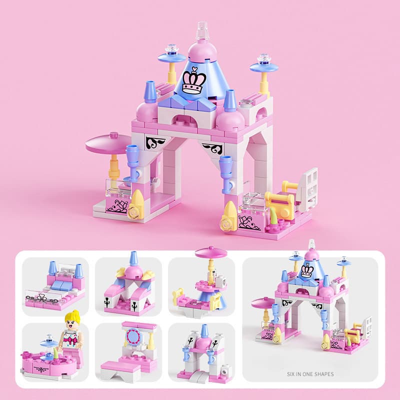 Castelo de blocos de construção de pequenas partículas 6 em 1, brinquedo de montagem de aeronaves militares e tanques, b