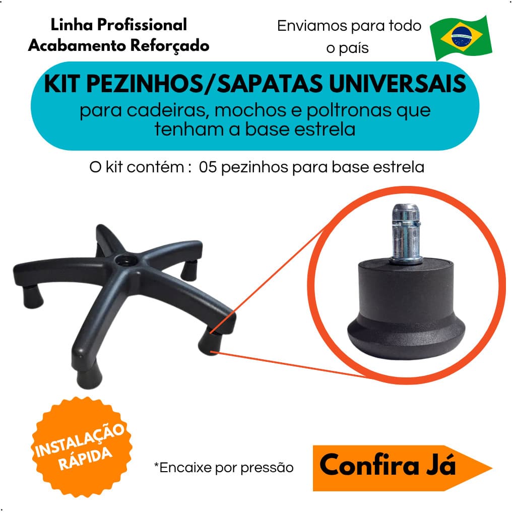 Kit Pezinhos Sapatas 5 peças para cadeiras gamer cadeira salão poltrona