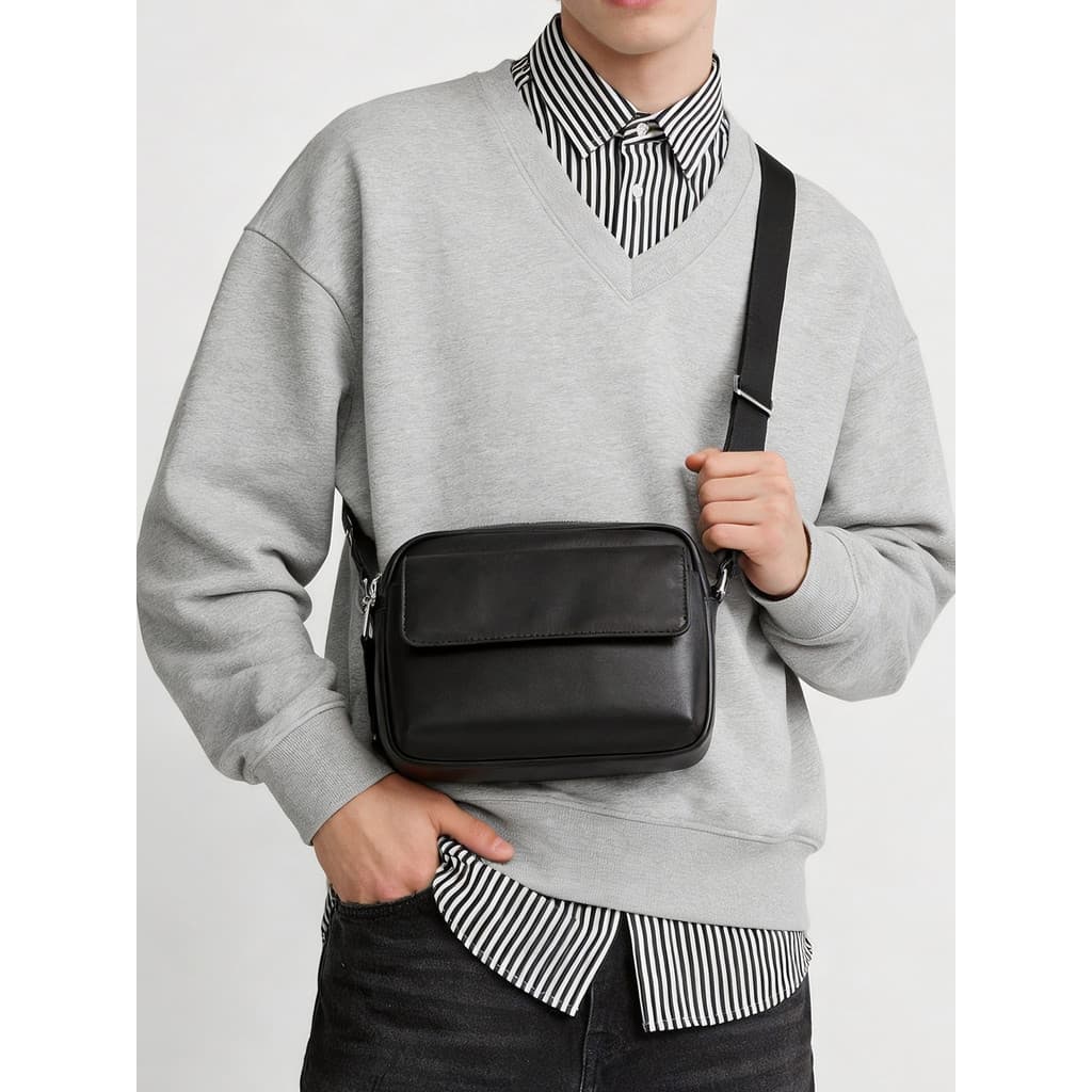 2026 novo estilo masculino couro genuíno saco do mensageiro vegetal curtido couro moda All-Match bolsa de ombro Casual