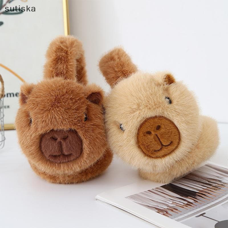 sutiska Bonito Capivara Orelha Quente Earmuffs Dos Desenhos Animados Macio Earflap Pelúcia Inverno Abas Anticongelante E