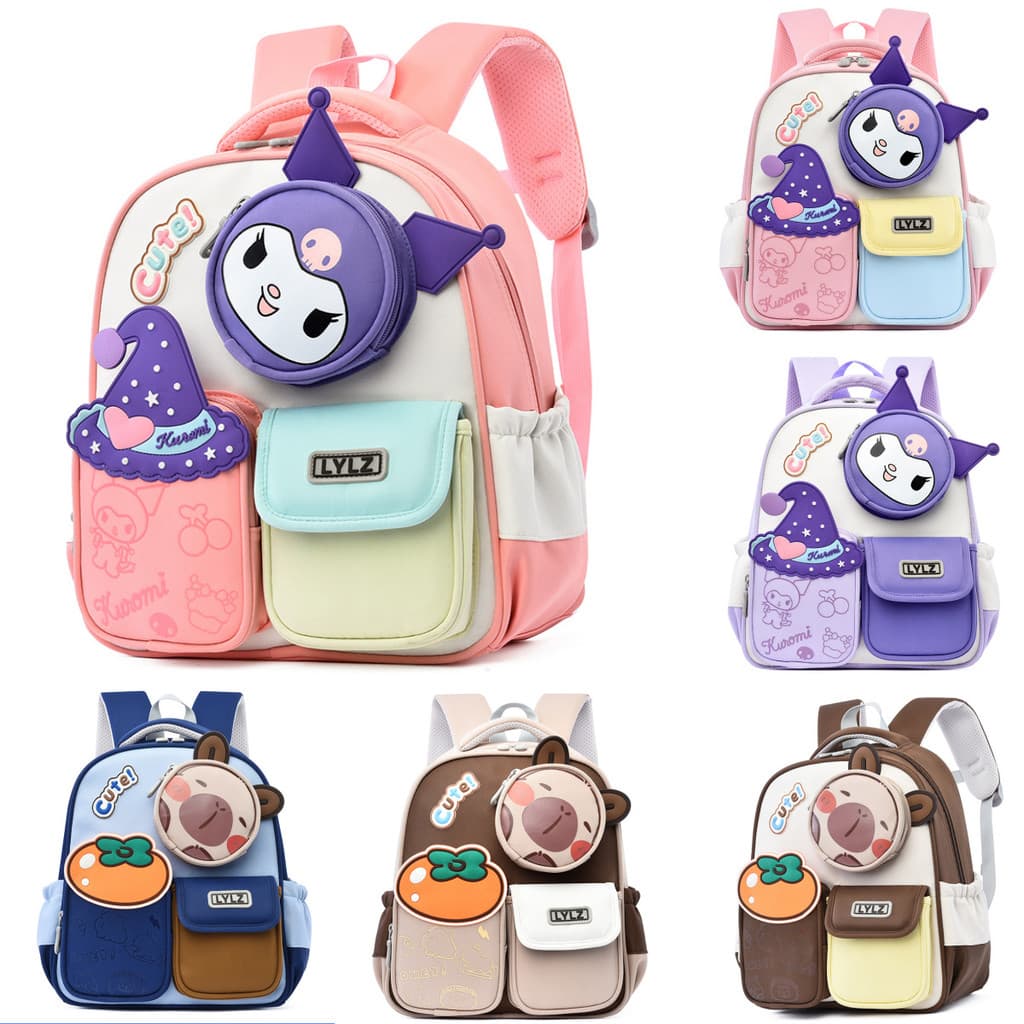 Nova mochila infantil Kuromi para crianças de 3 a 6 anos, mochila infantil de desenho animado para o jardim de infância,