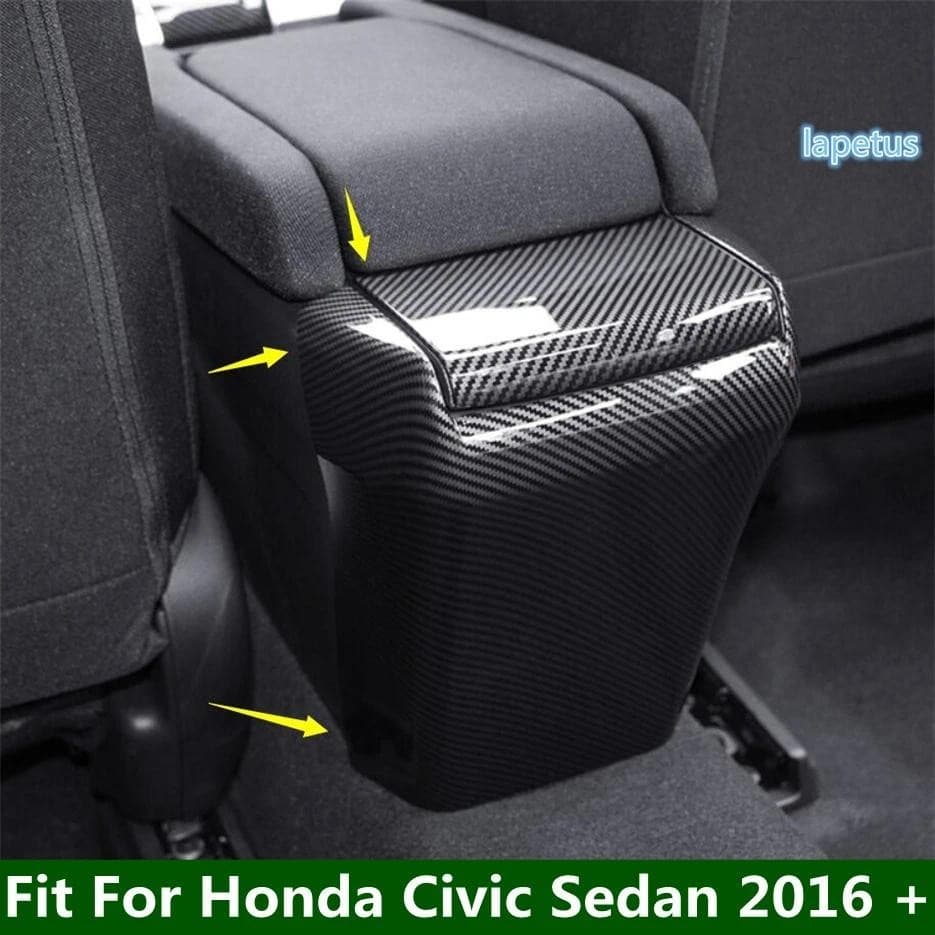 ABS Carbono Traseiro Caixa De Apoio De Braço Capa Guarnição Anti Kick Caso Protetor Painel Apto Para Honda Civic Sedan 2