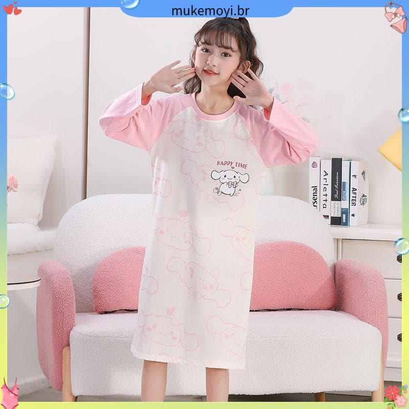 Crianças camisola de algodão puro estilo fino primavera outono bebê menina pai-filho mãe-filha pijamas longo-