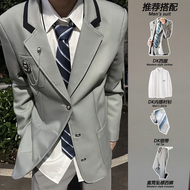 Novo estilo primavera outono dk uniforme terno masculino jaqueta estilo japonês estilo Preppy terno um conjunto uniforme