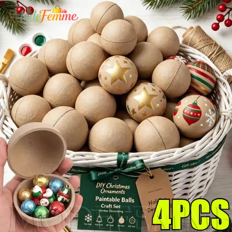 [À Venda] [Feliz Natal] Bolas De Polpa Pintáveis DIY-Decoração Suspensa De Árvore De-Enfeites De Bola Preenchíveis-Forne