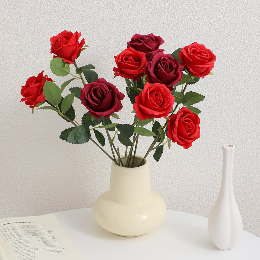 Flor Artificial de Rosa, Flor Falsa para Decoração de e Casamento 3MKY
