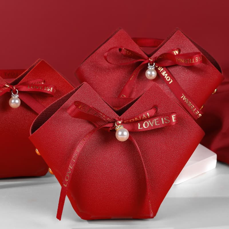 Saco de doces de casamento europeu couro portátil festivo Bowknot embalagem caixa vazia High-End feriado retorno present