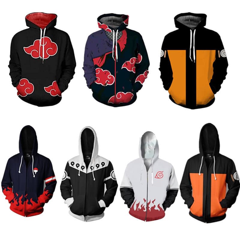 Roupa digital anime Naruto, boné, moletom com estampa, cosplay, merchandising, cardigã 3D