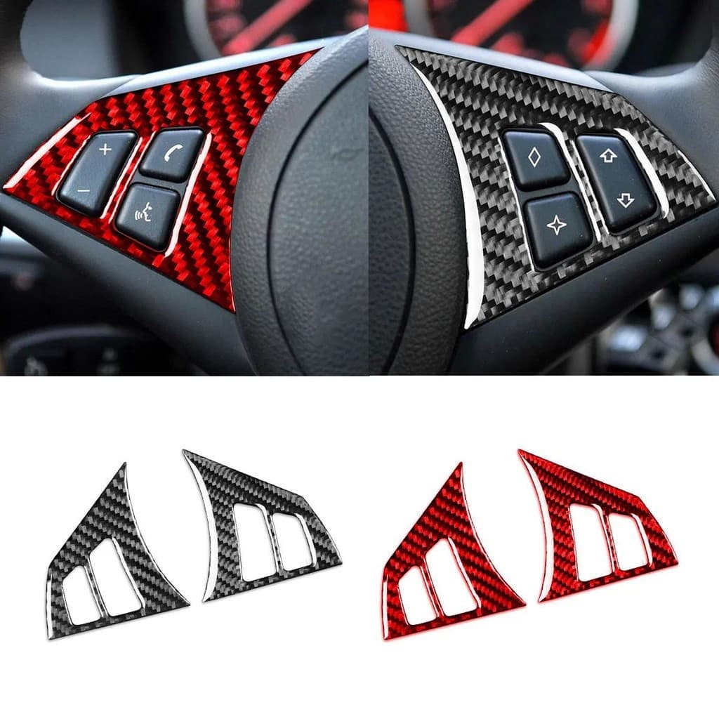 Para BMW Série 5 E60 2004-2007 Fibra De Carbono Volante Botão Quadro Guarnição Capa Interiores Do Carro Acessórios Decor